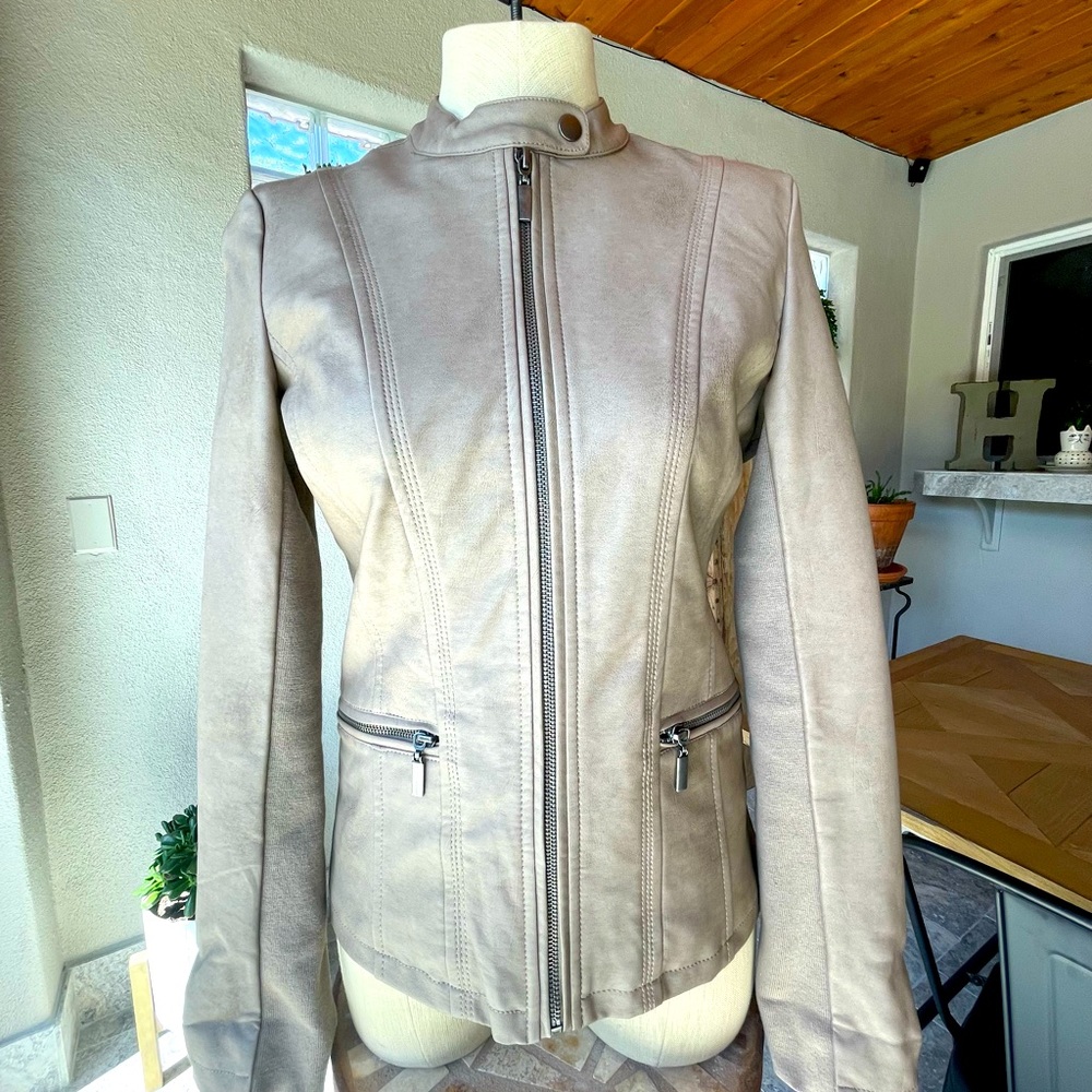 Mo-Ka Ebele faux leather jacket.